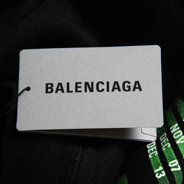 Pre Owned Balenciaga Black Cotton Speed Hunter Printed Hoodie L