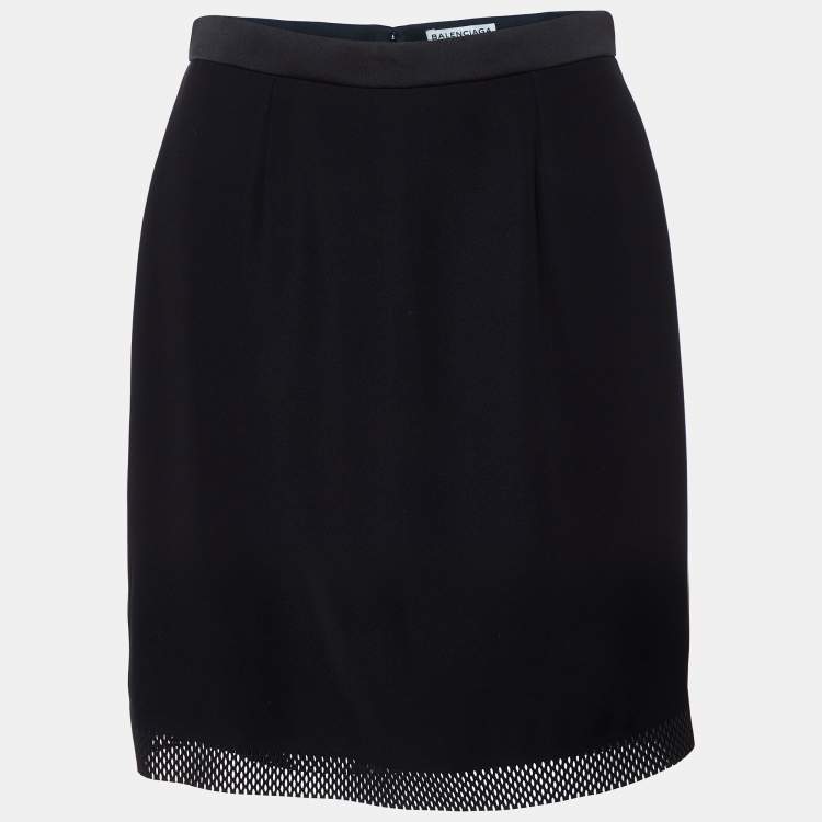 Pre Owned Balenciaga Black Jersey Laser Cut Detail Mini Skirt S
