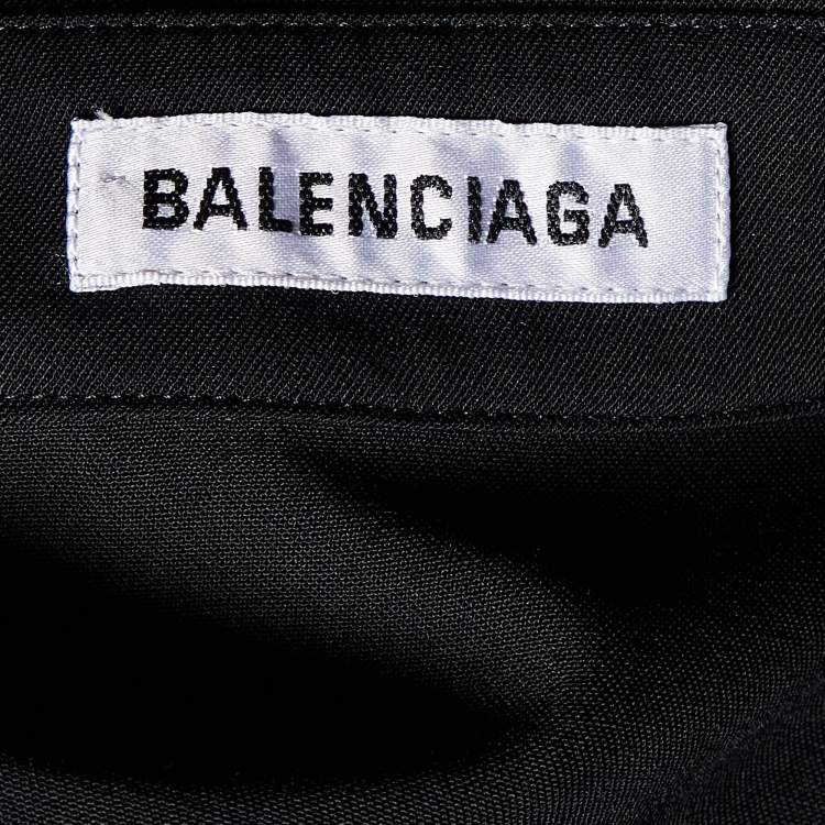 Pre Owned Balenciaga Black Wool Button Front Oversized Shirt XS