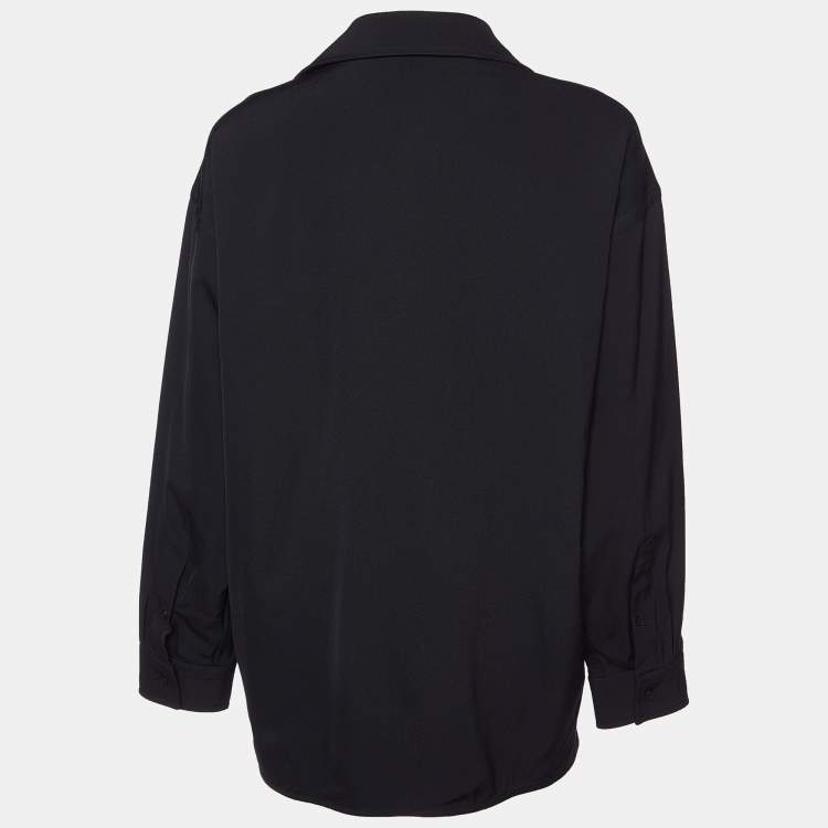 Pre Owned Balenciaga Black Wool Button Front Oversized Shirt XS