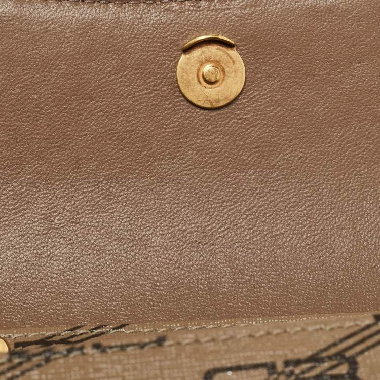 Pre Owned Balenciaga Tan BB Monogram Coated Canvas Hourglass Wallet on Chain