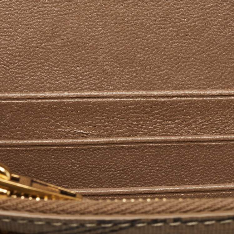 Pre Owned Balenciaga Tan BB Monogram Coated Canvas Hourglass Wallet on Chain
