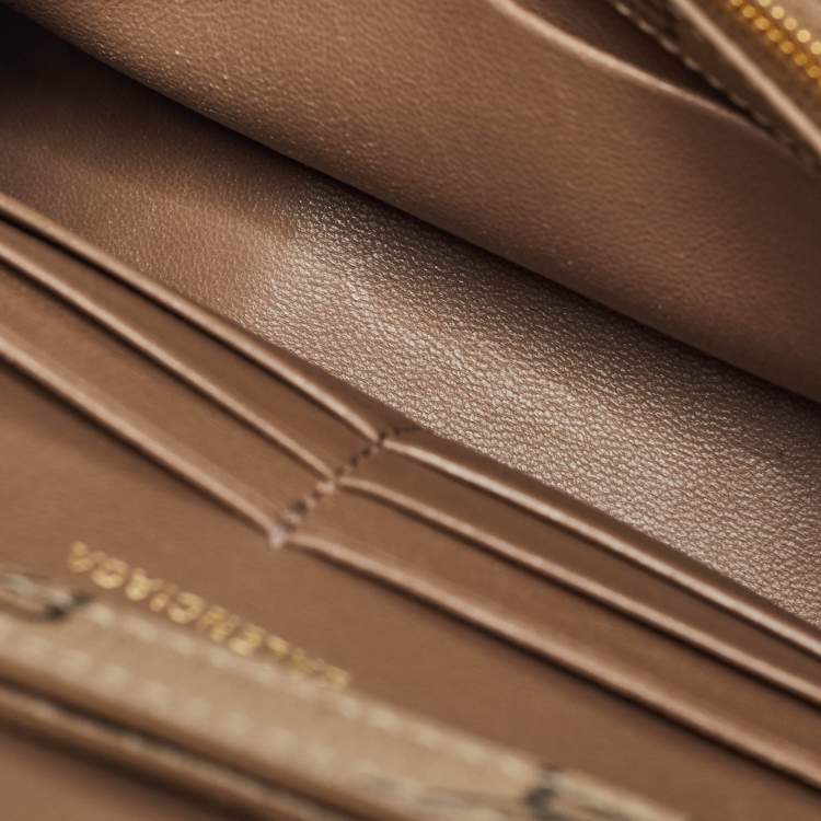Pre Owned Balenciaga Tan BB Monogram Coated Canvas Hourglass Wallet on Chain