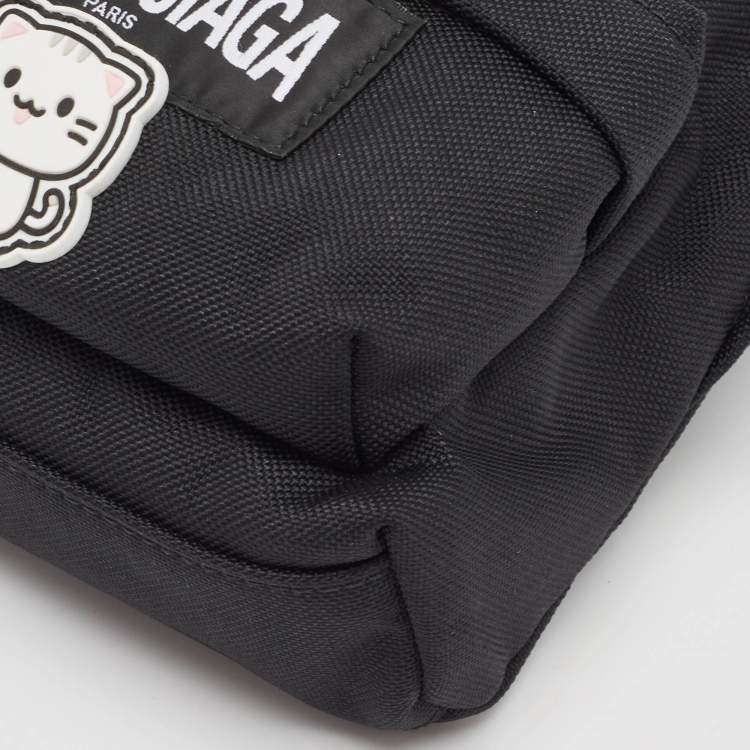 Pre Owned Balenciaga Black Nylon Mini Gamer Patch Backpack Crossbody Bag