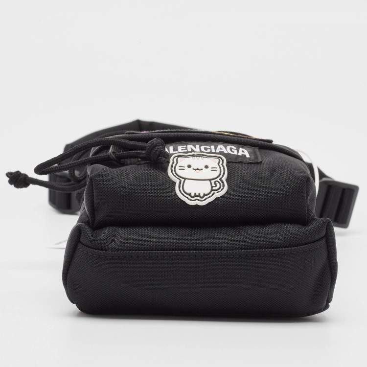 Pre Owned Balenciaga Black Nylon Mini Gamer Patch Backpack Crossbody Bag