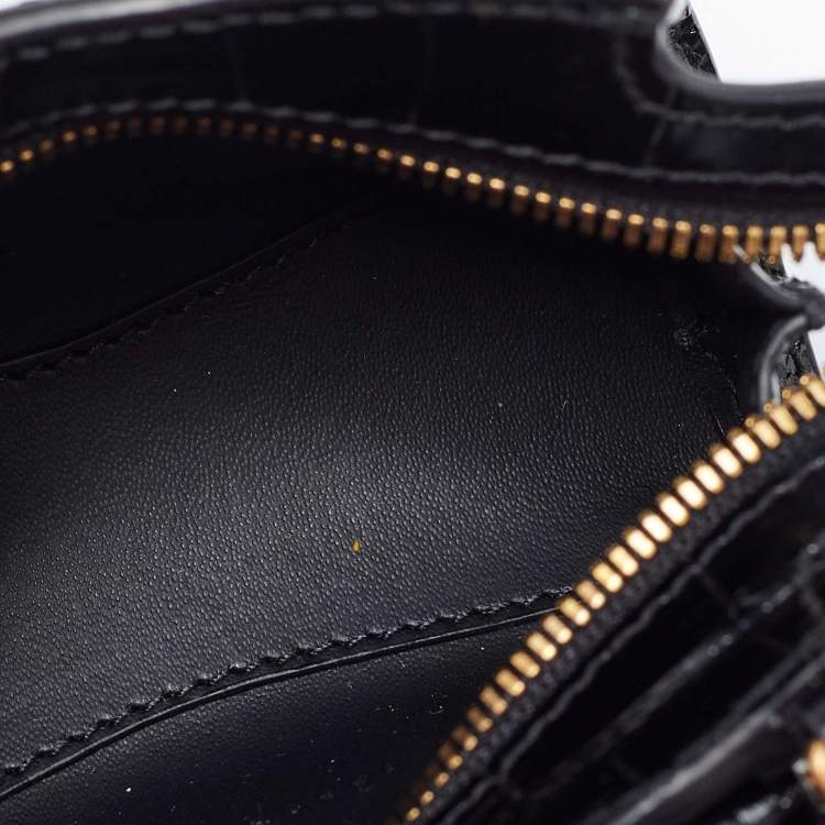 مملوكة مسبقًا Balenciaga Black Croc Embossed Leather Super Nano Neo Classic Bag