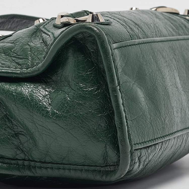 Pre Owned Balenciaga Green Leather Mini Classic City Bag