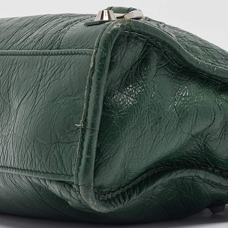Pre Owned Balenciaga Green Leather Mini Classic City Bag