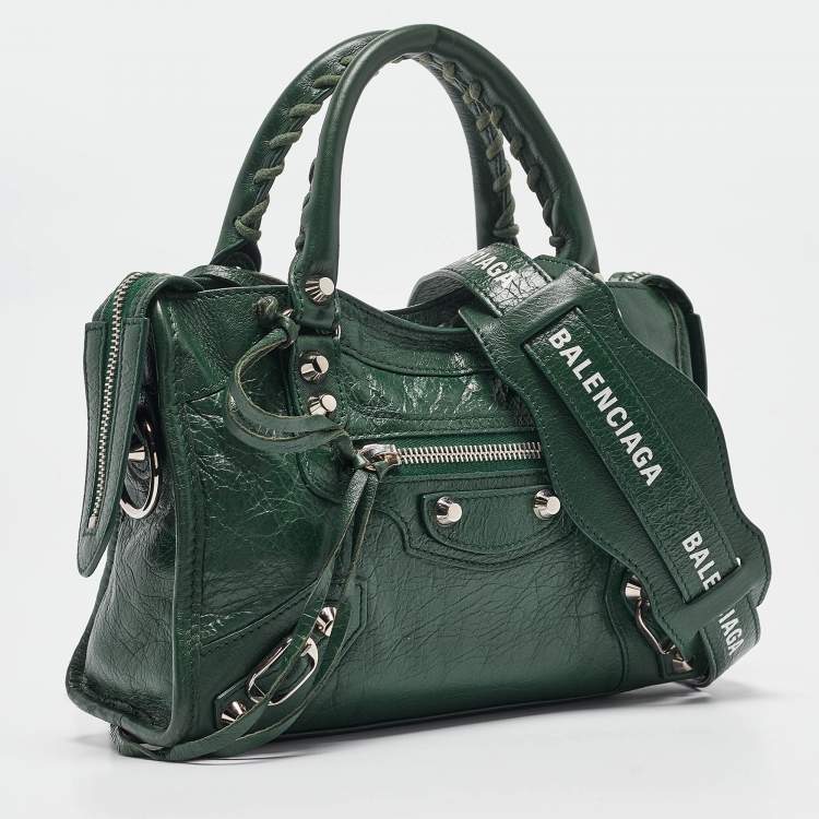 Pre Owned Balenciaga Green Leather Mini Classic City Bag