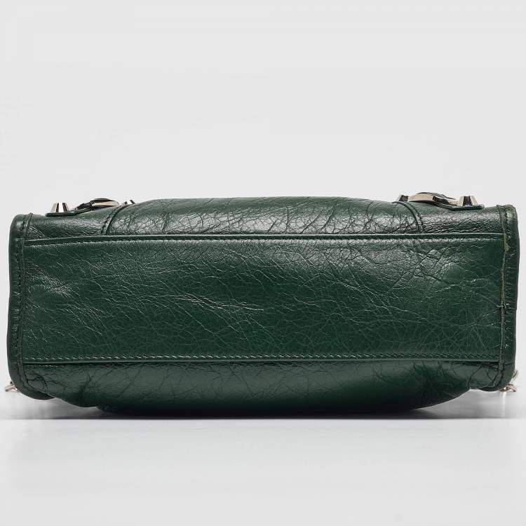 Pre Owned Balenciaga Green Leather Mini Classic City Bag