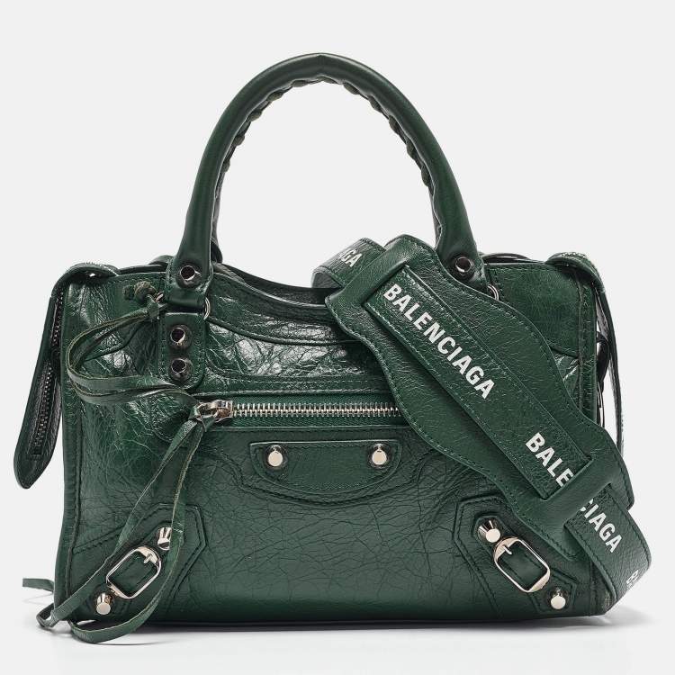Pre Owned Balenciaga Green Leather Mini Classic City Bag