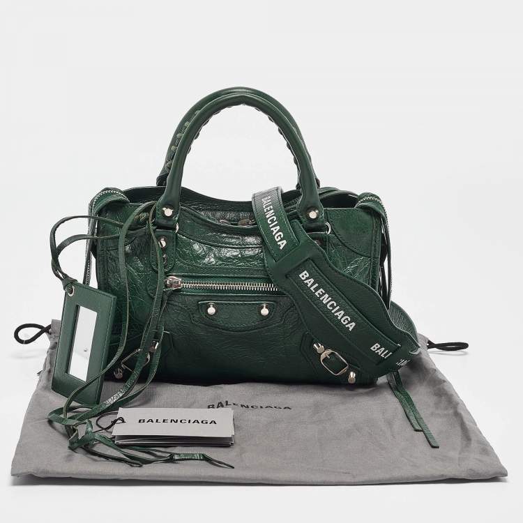 Pre Owned Balenciaga Green Leather Mini Classic City Bag