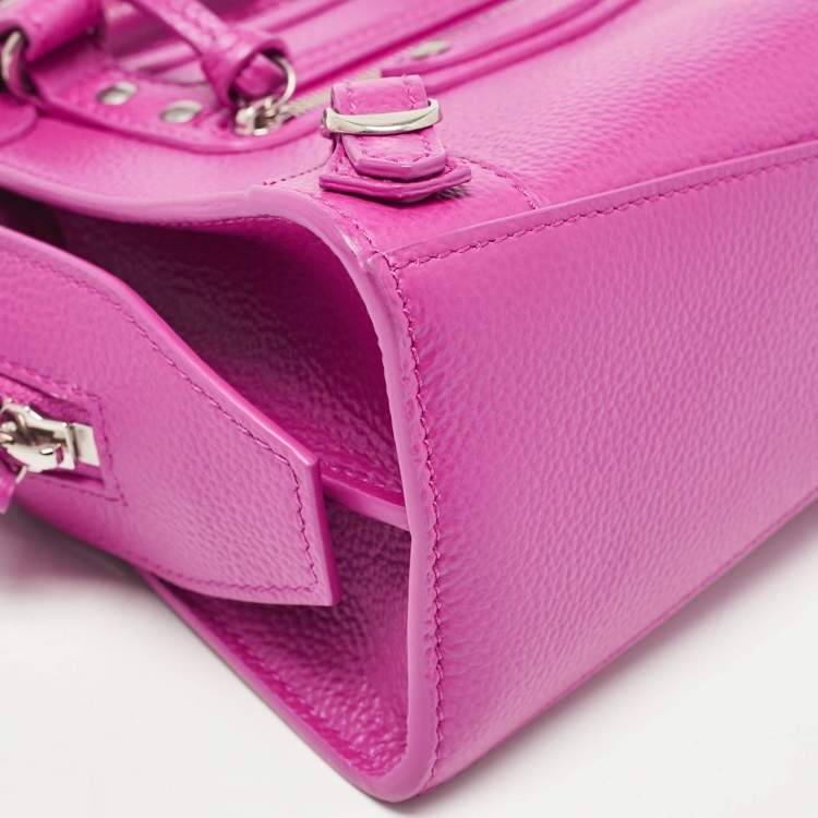 Pre Owned Balenciaga Pink Leather Mini Neo Classic City Tote