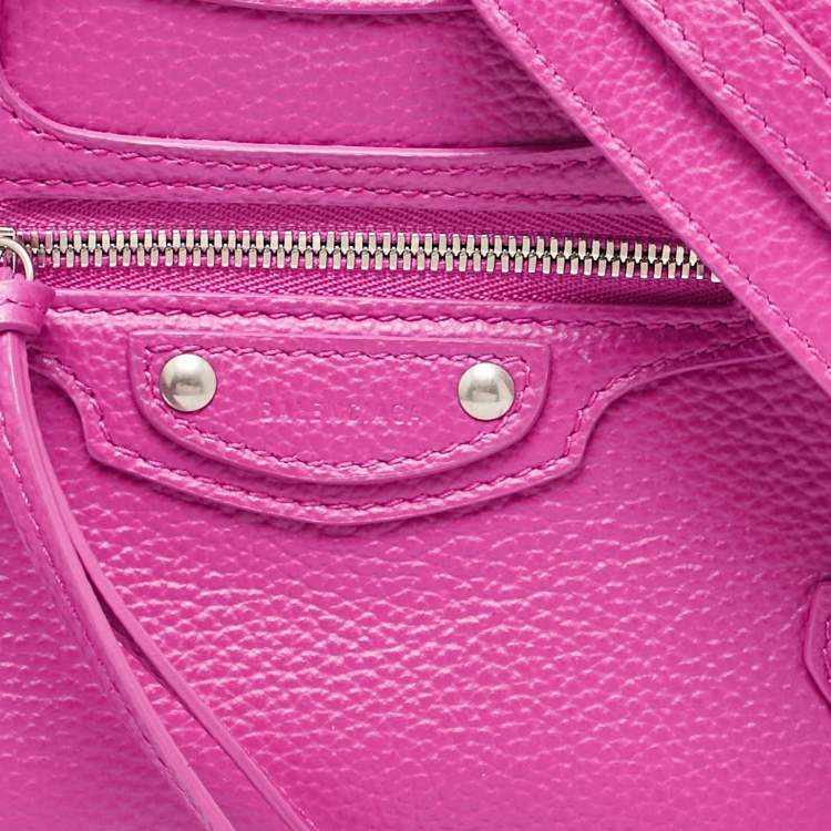 Pre Owned Balenciaga Pink Leather Mini Neo Classic City Tote