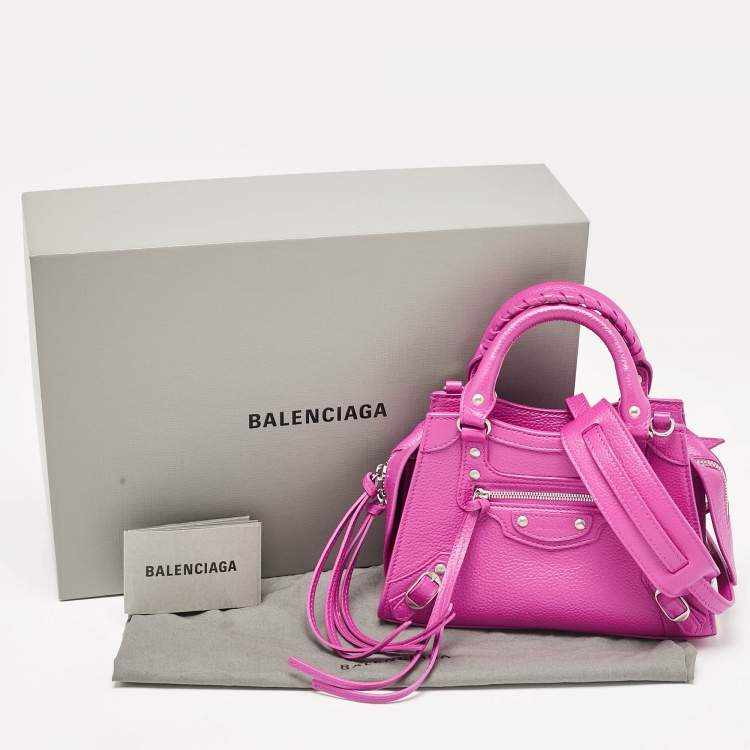Pre Owned Balenciaga Pink Leather Mini Neo Classic City Tote