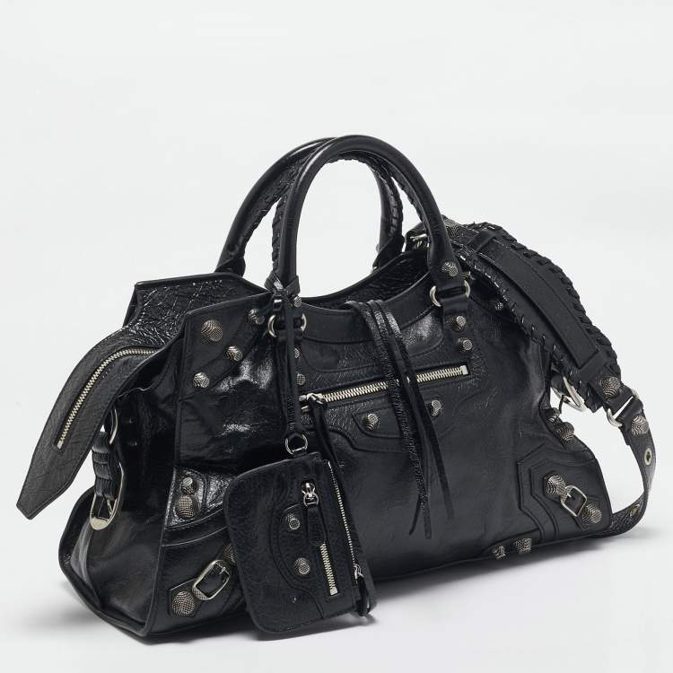 Pre Owned Balenciaga Black Leather Neo Cagole City Tote