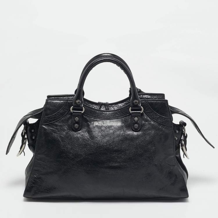 Pre Owned Balenciaga Black Leather Neo Cagole City Tote