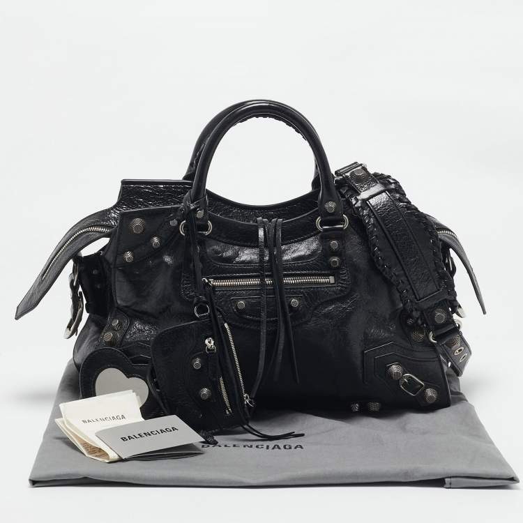 Pre Owned Balenciaga Black Leather Neo Cagole City Tote