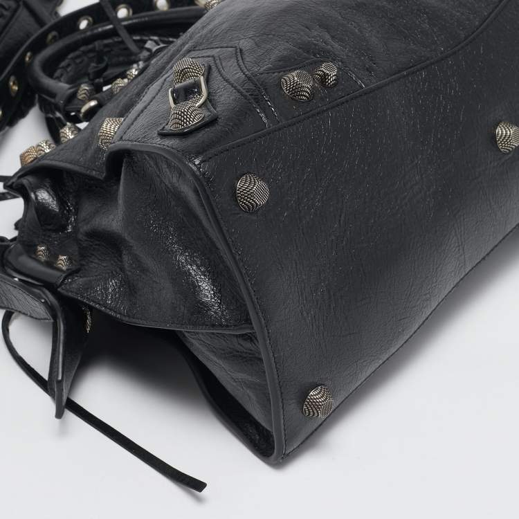 Pre Owned Balenciaga Black Leather Neo Cagole City Tote