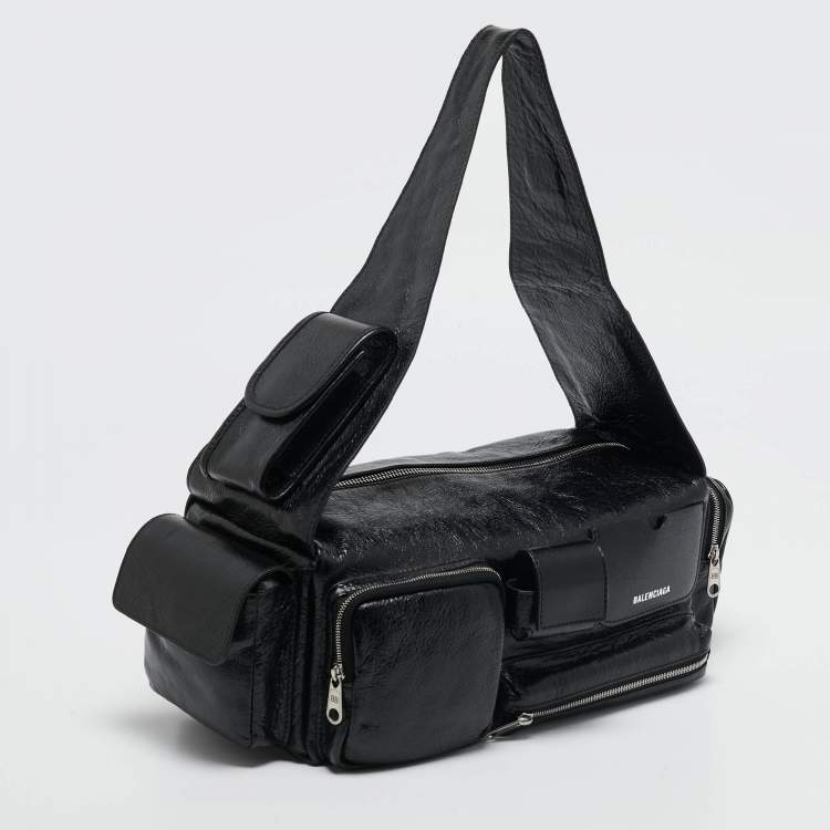Pre Owned Balenciaga Black Glossy Leather Superbusy Sling Bag
