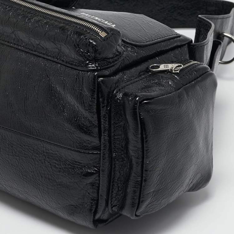 Pre Owned Balenciaga Black Glossy Leather Superbusy Sling Bag