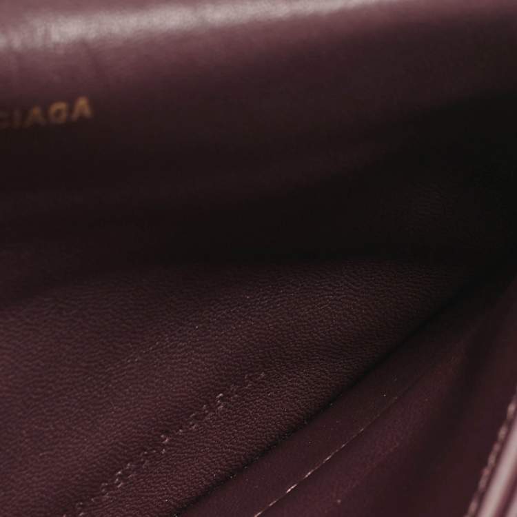 Pre Owned Balenciaga Dark Red Croc Embossed Leather XS Crush Chain Shoulder Bag
