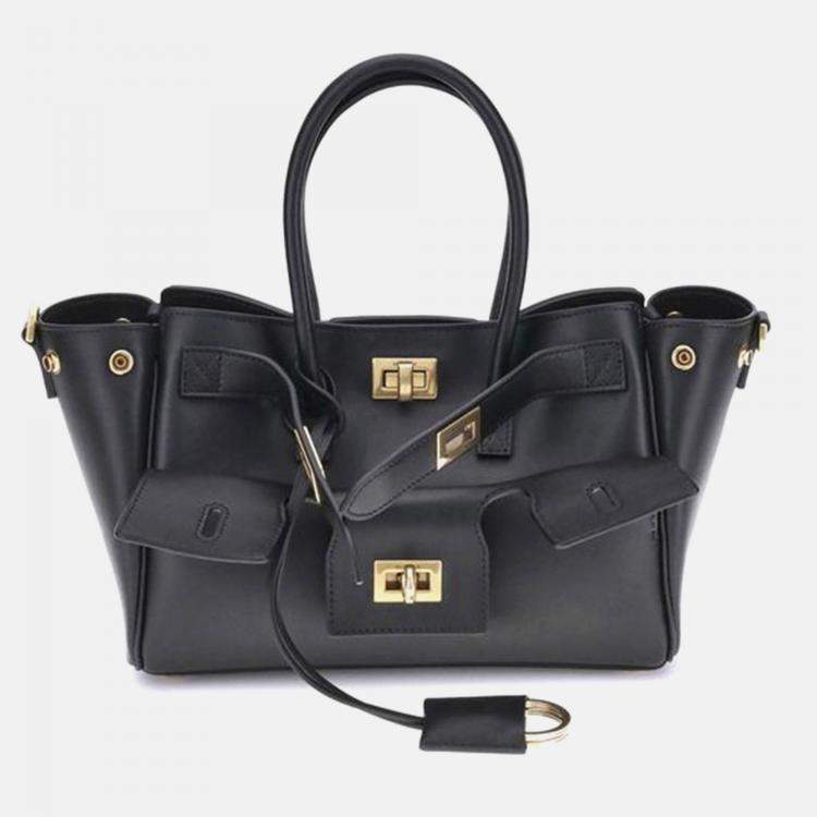 Pre Owned Balenciaga Bel Air Mini Black Leather Handbag