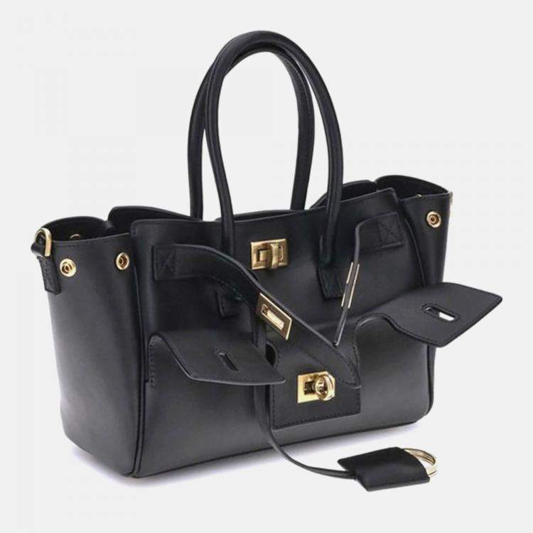 Pre Owned Balenciaga Bel Air Mini Black Leather Handbag