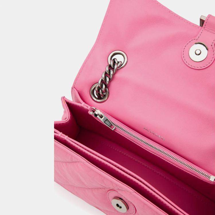 Pre Owned Balenciaga Crush Pink Leather Shoulder Bag