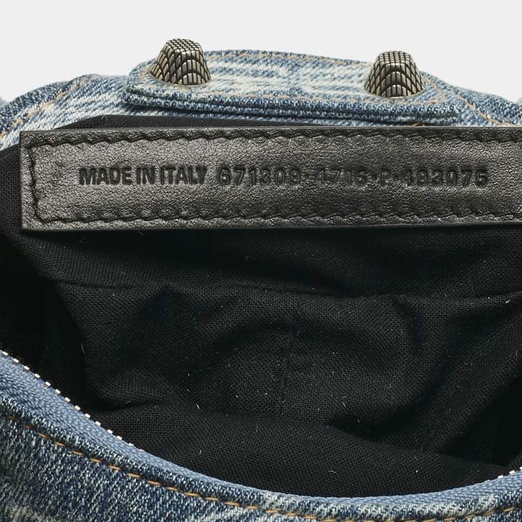 Pre Owned Balenciaga Blue BB Monogram Denim XS Le Cagole Shoulder Bag