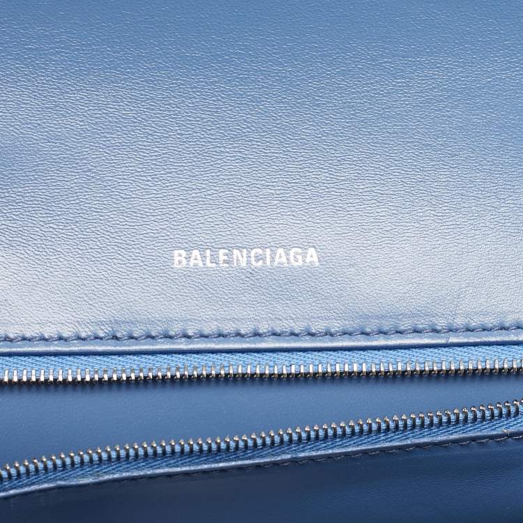 Pre Owned Balenciaga Blue BB Monogram Denim Small Hourglass Top Handle Bag