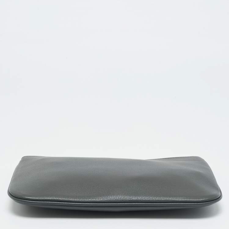 Pre Owned Balenciaga Everyday Grey Leather Zip Pouch 