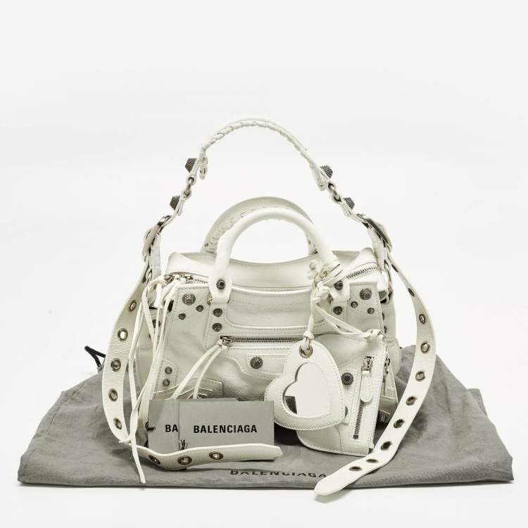 Pre Owned Balenciaga Neo Cagole XS White Leather Tote