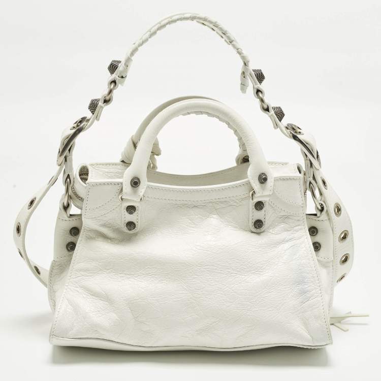 Pre Owned Balenciaga Neo Cagole XS White Leather Tote