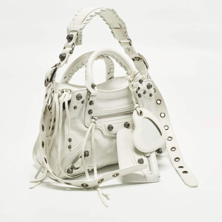 Pre Owned Balenciaga Neo Cagole XS White Leather Tote