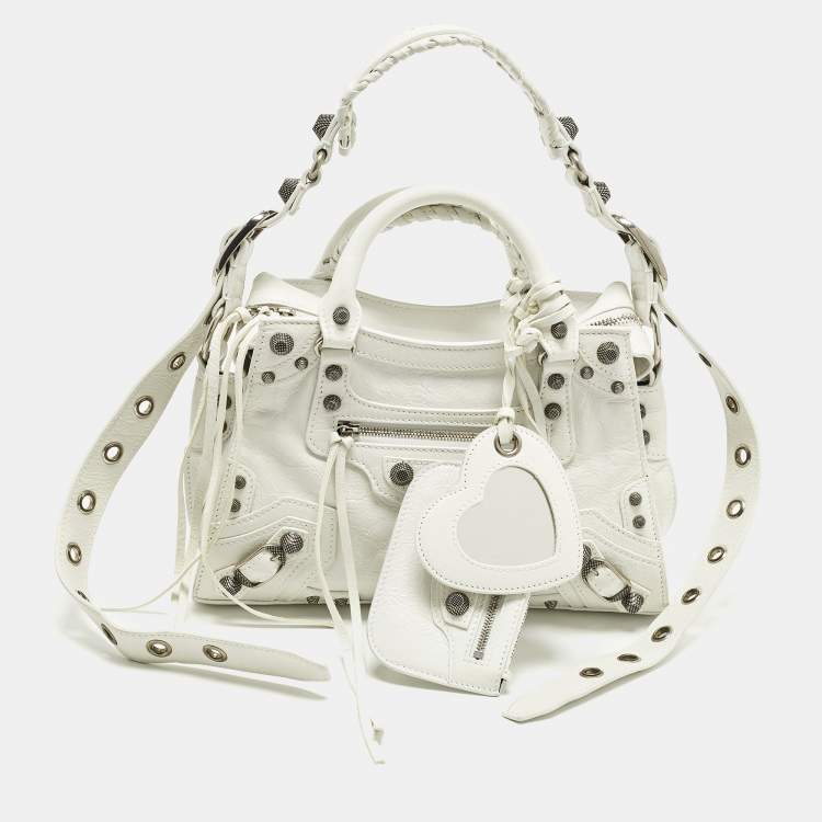 Pre Owned Balenciaga Neo Cagole XS White Leather Tote
