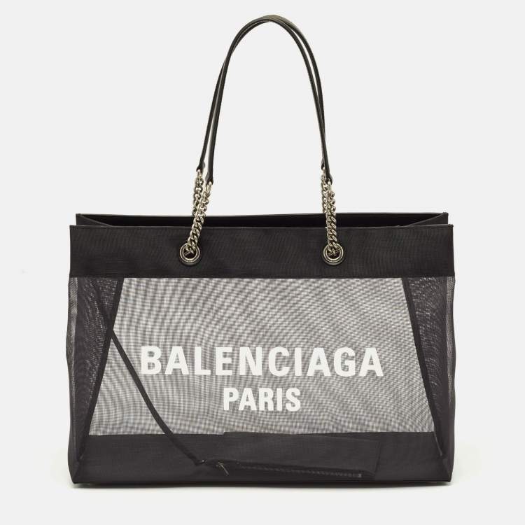 Pre Owned Balenciaga Duty Free Large Black Mesh Nylon Tote