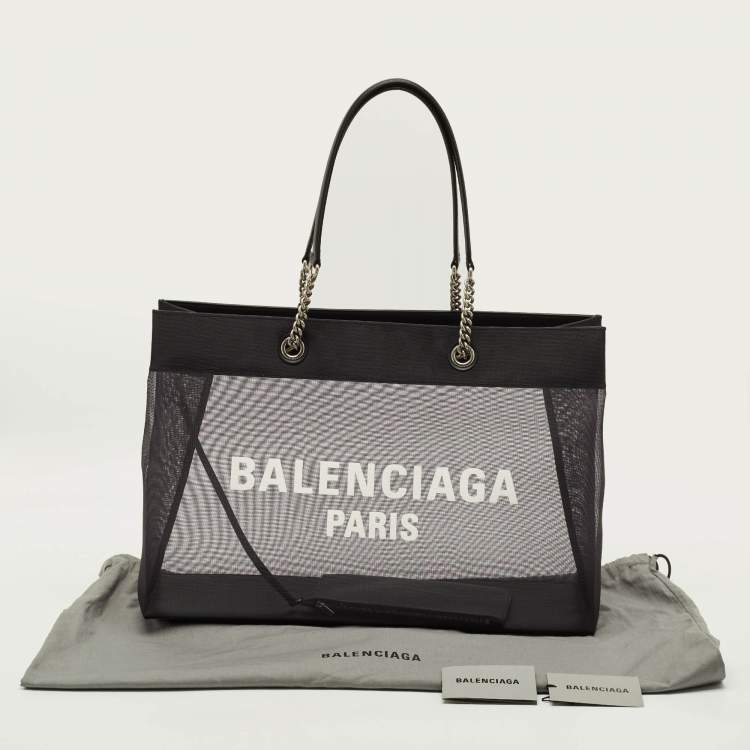 Pre Owned Balenciaga Duty Free Large Black Mesh Nylon Tote