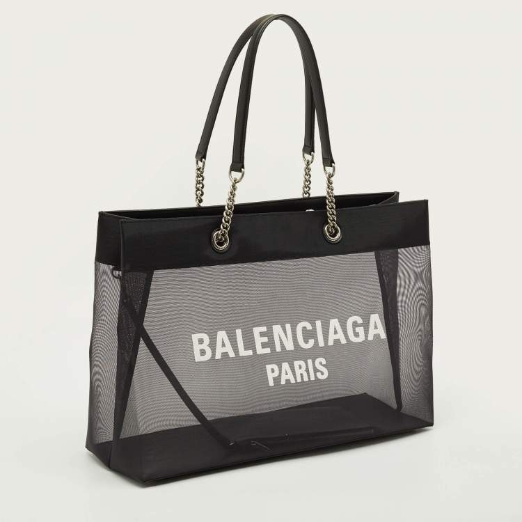 Pre Owned Balenciaga Duty Free Large Black Mesh Nylon Tote