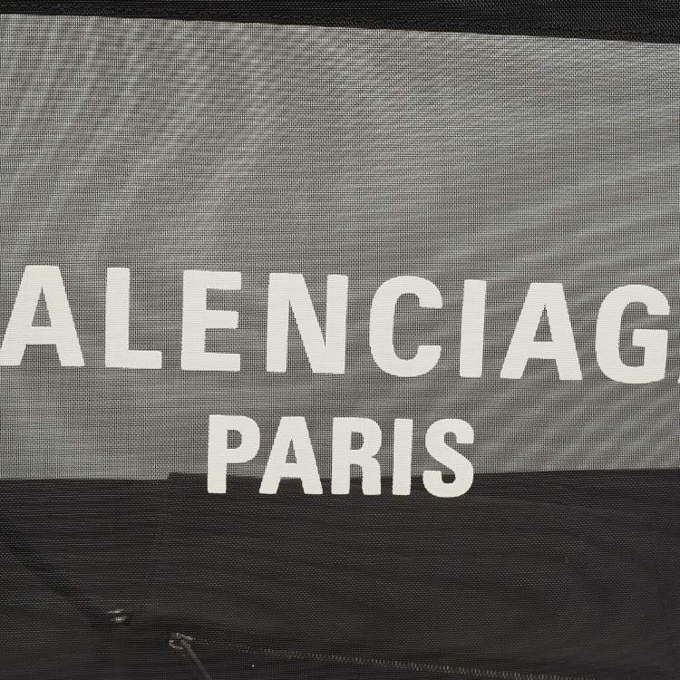 Pre Owned Balenciaga Duty Free Large Black Mesh Nylon Tote