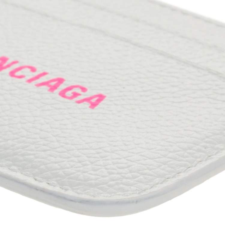 Pre Owned Balenciaga White Leather Logo Card Holder