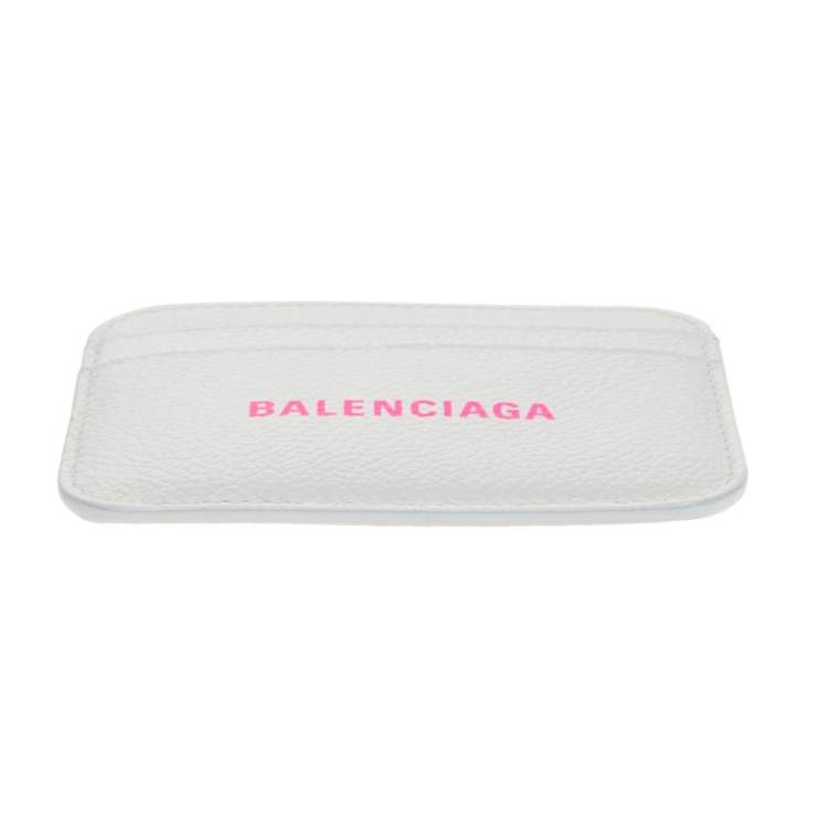 Pre Owned Balenciaga White Leather Logo Card Holder