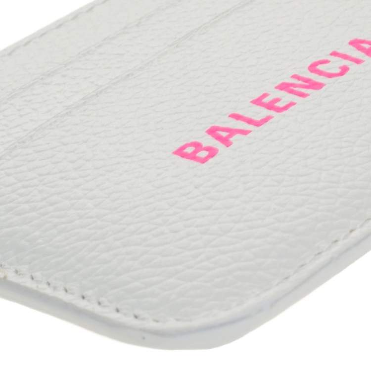 Pre Owned Balenciaga White Leather Logo Card Holder