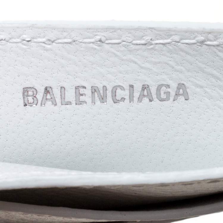Pre Owned Balenciaga White Leather Logo Card Holder