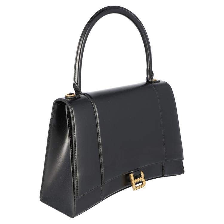Pre Owned Balenciaga Black Small Leather Hourglass Bag 