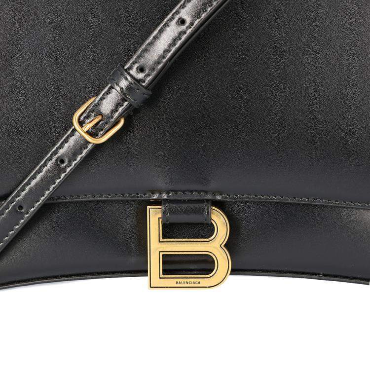 Pre Owned Balenciaga Black Small Leather Hourglass Bag 