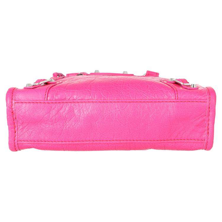 Pre Owned Balenciaga Pink Motocross Leather City Tote Bag