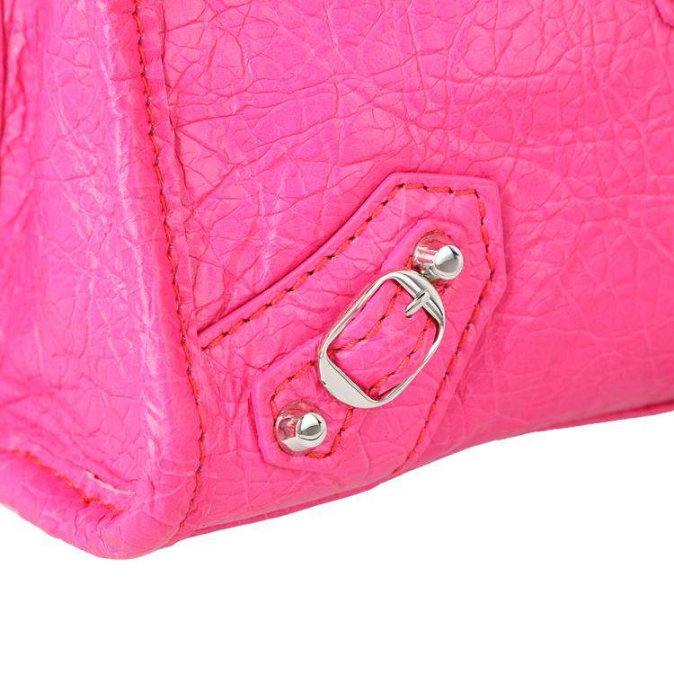 Pre Owned Balenciaga Pink Motocross Leather City Tote Bag