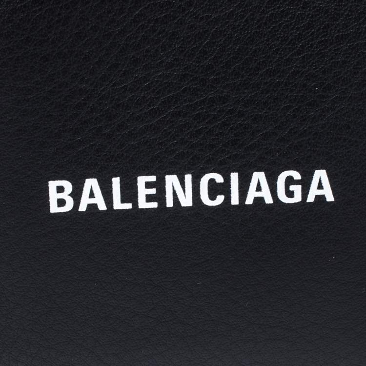 Pre Owned Balenciaga Black Leather Logo Bifold Wallet
