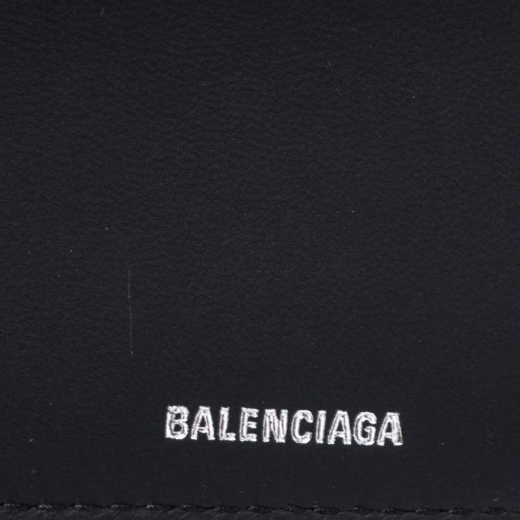 Pre Owned Balenciaga Black Leather Logo Bifold Wallet